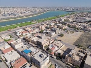 drone photo of beach in al qatif saudi arabia