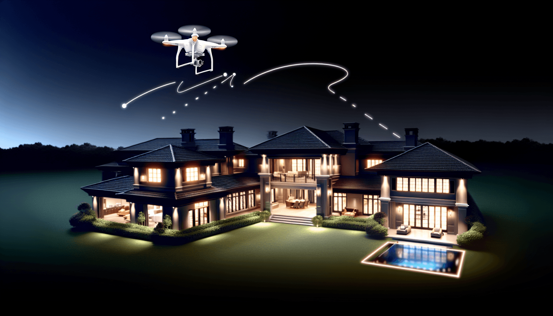 drone taking photo in twilight sky
